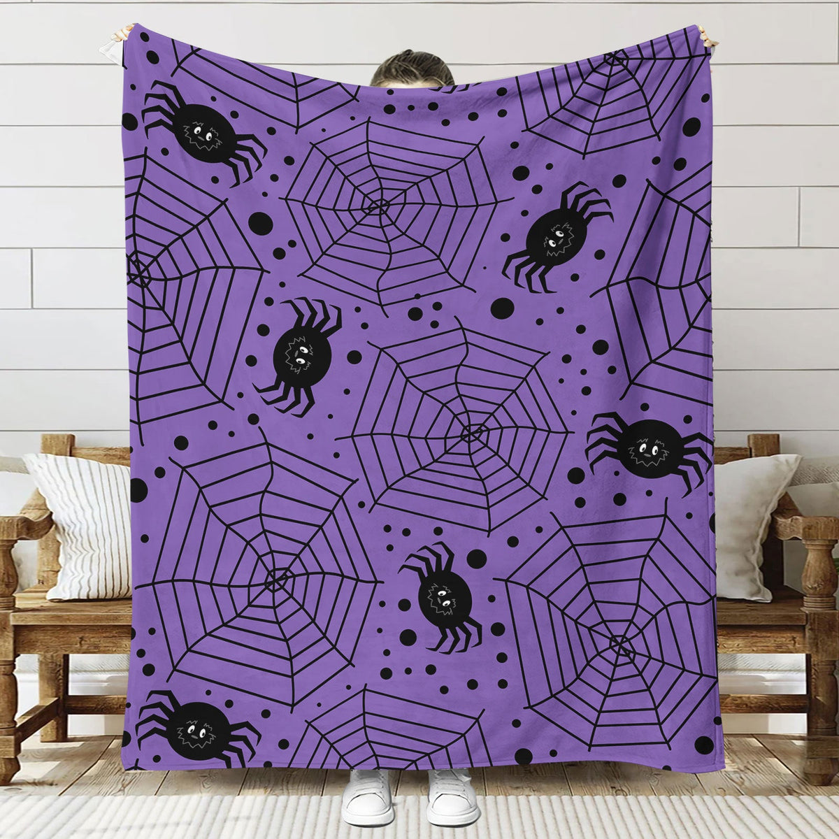 Fun-Themed Halloween Plush Throw Blanket