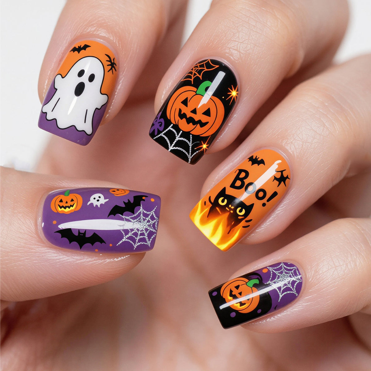 Halloween-Themed Decorative Press-On Nail Art Stornfield