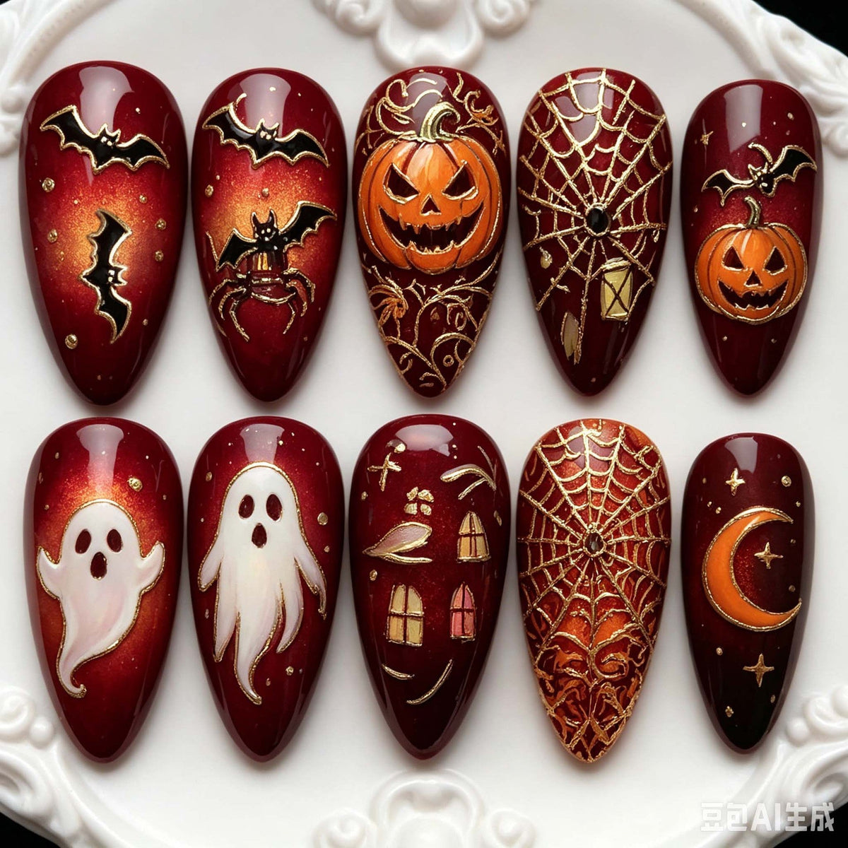 Halloween-Themed Decorative Press-On Nails Stornfield