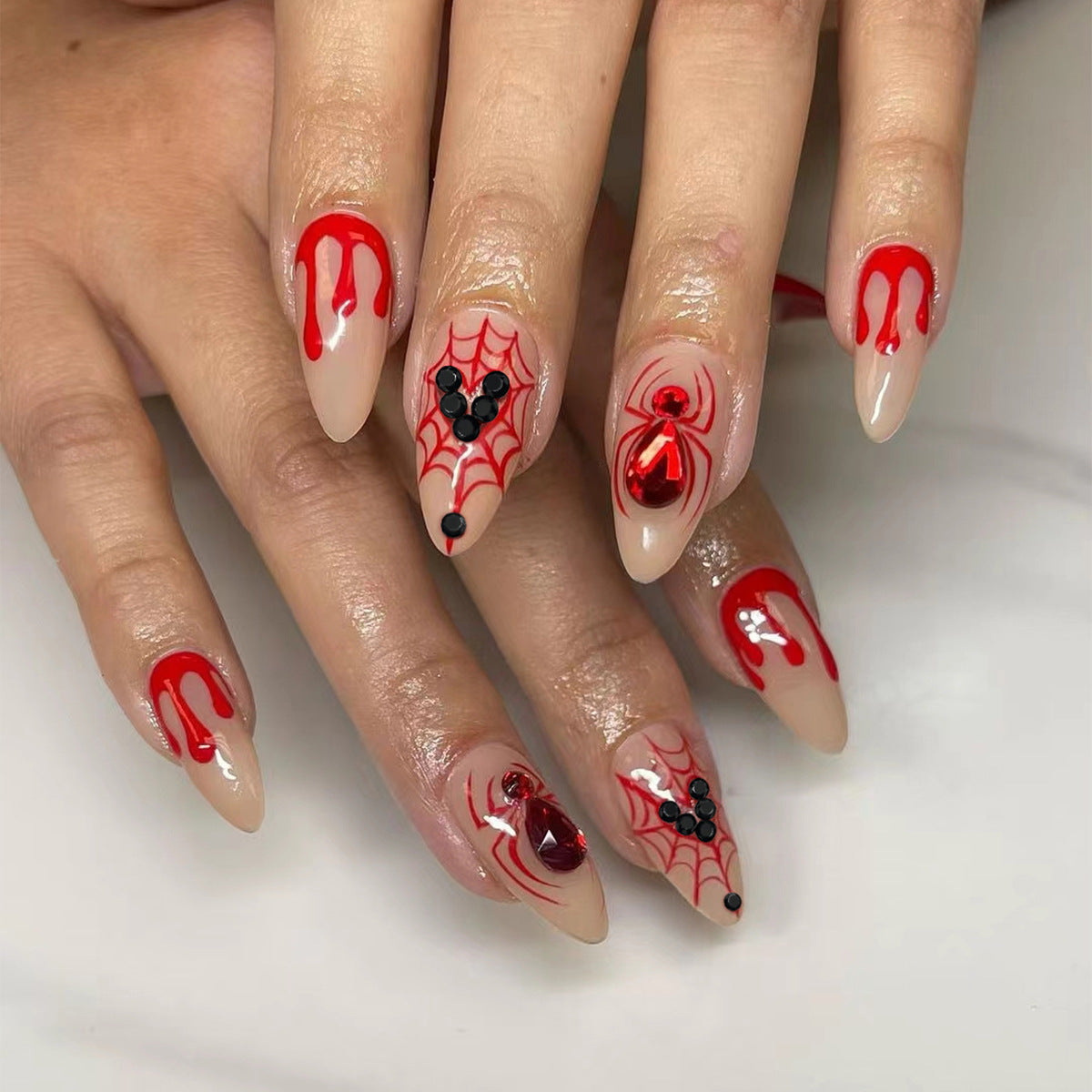 Artificial nail set with Halloween motif and intricate decorations Stornfield
