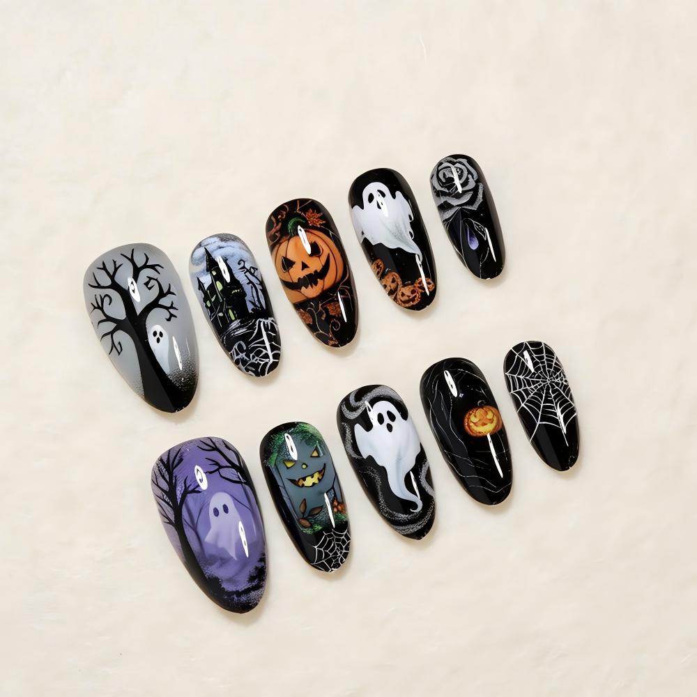 Halloween-Themed Press-On Nail Art Design Set Stornfield