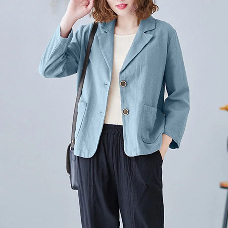 Women's Notch Lapel Blazer with Patch Pockets