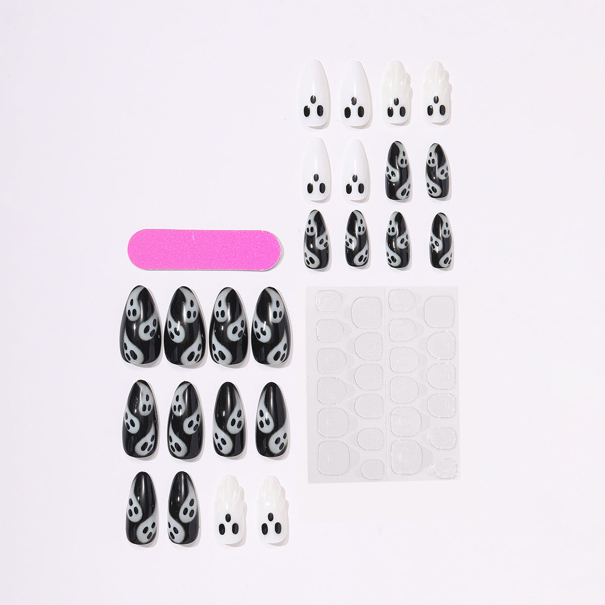 Halloween-Themed Press-On Nail Set with Ghost Designs Stornfield