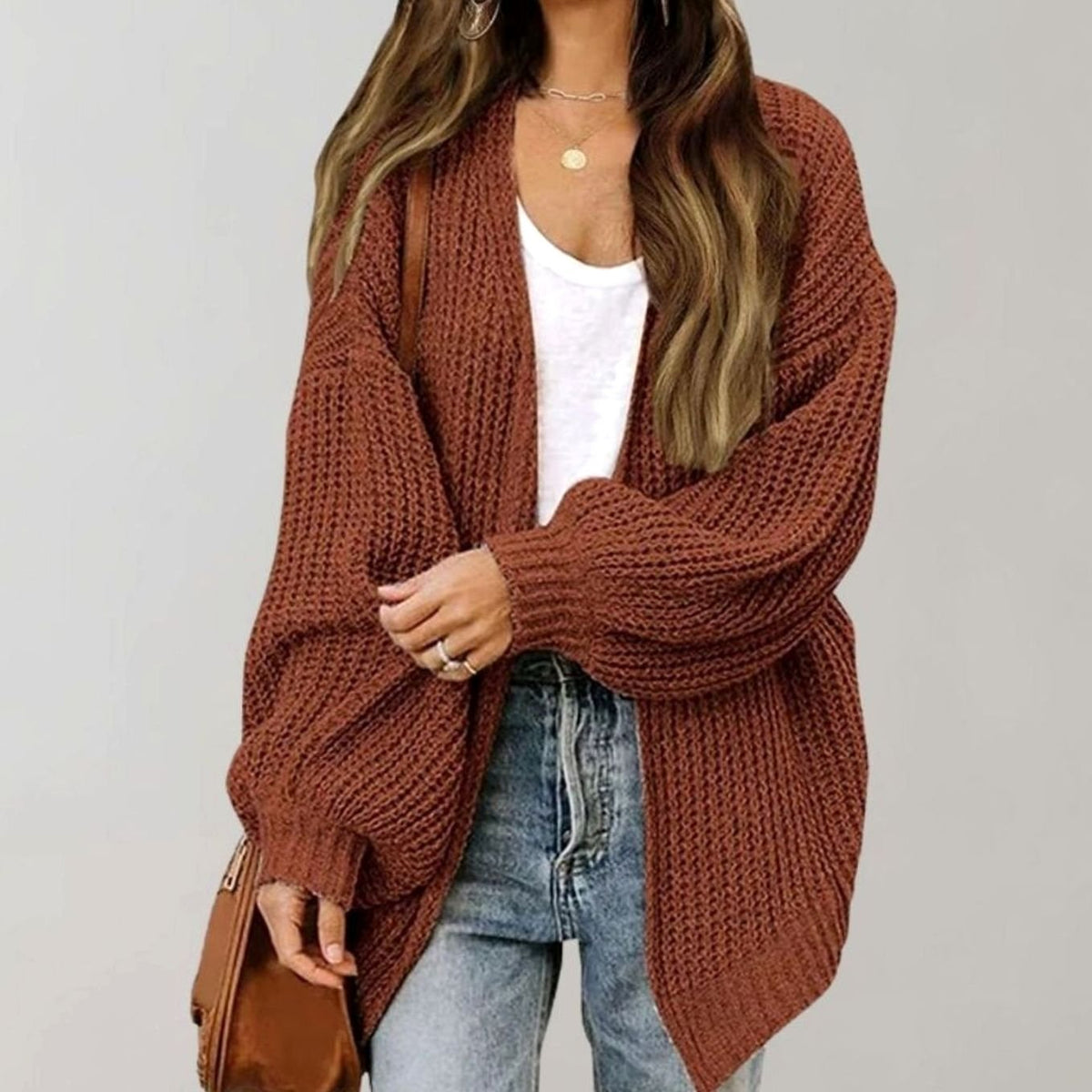 Oversized Open Front Chunky Knit Cardigan