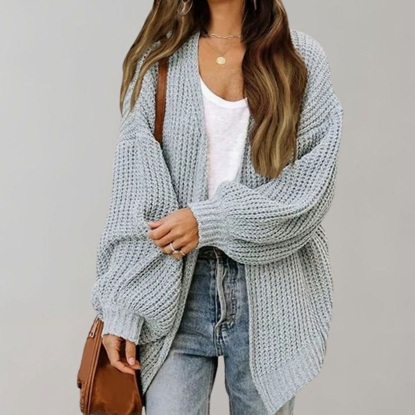 Oversized Open Front Chunky Knit Cardigan