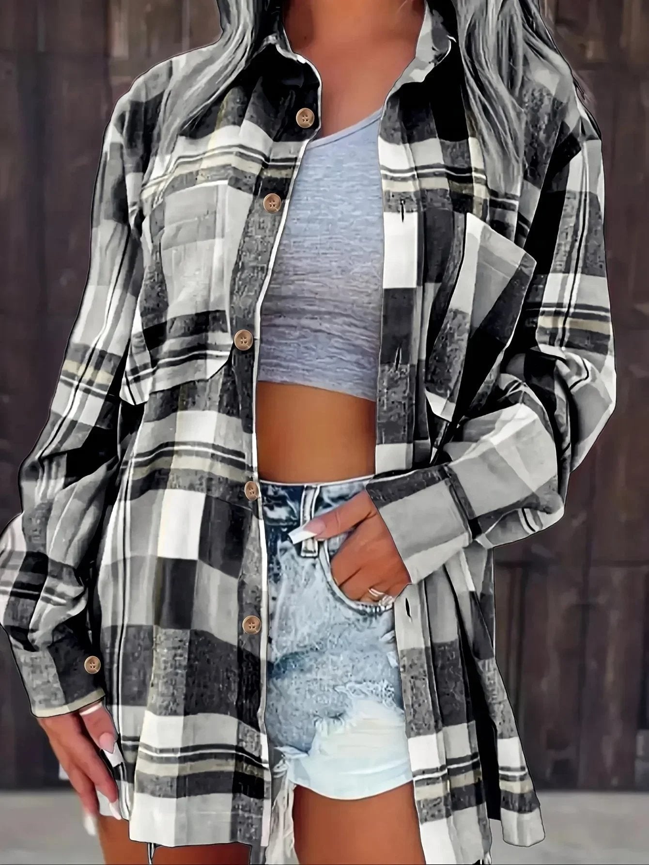 Relaxed Plaid Flannel Shacket with Chest Pocket