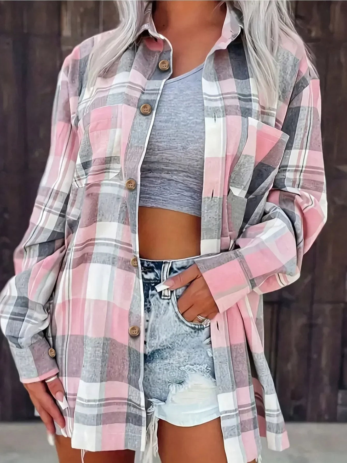Relaxed Plaid Flannel Shacket with Chest Pocket