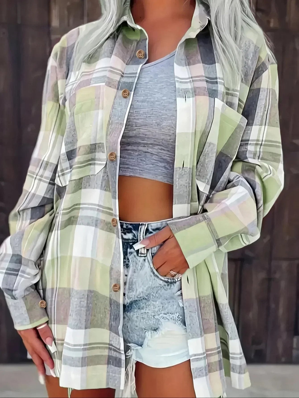 Relaxed Plaid Flannel Shacket with Chest Pocket