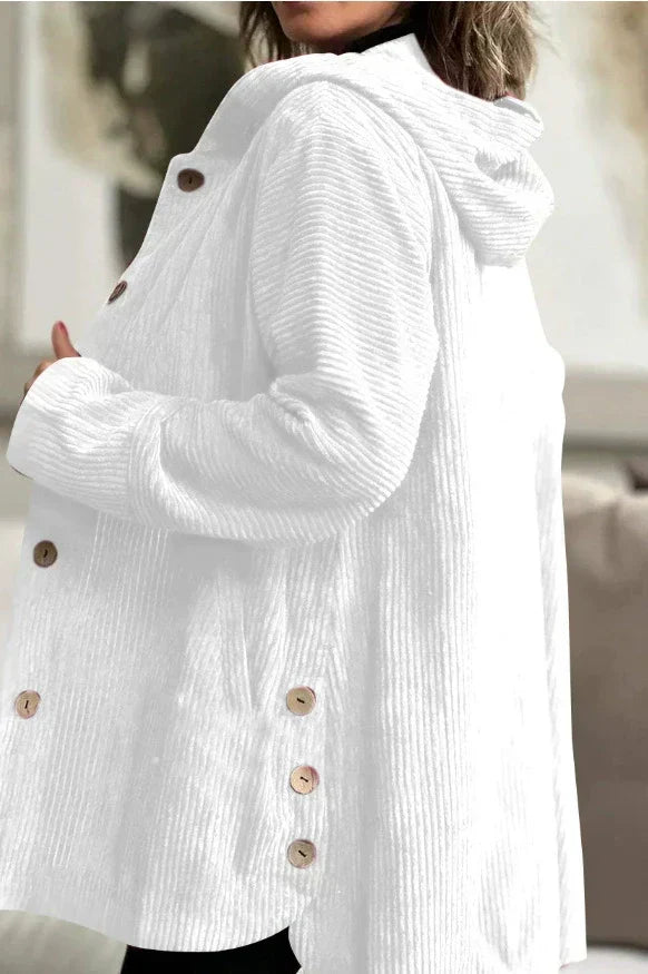 Retro Hooded Corduroy Jacket with Patch Pockets
