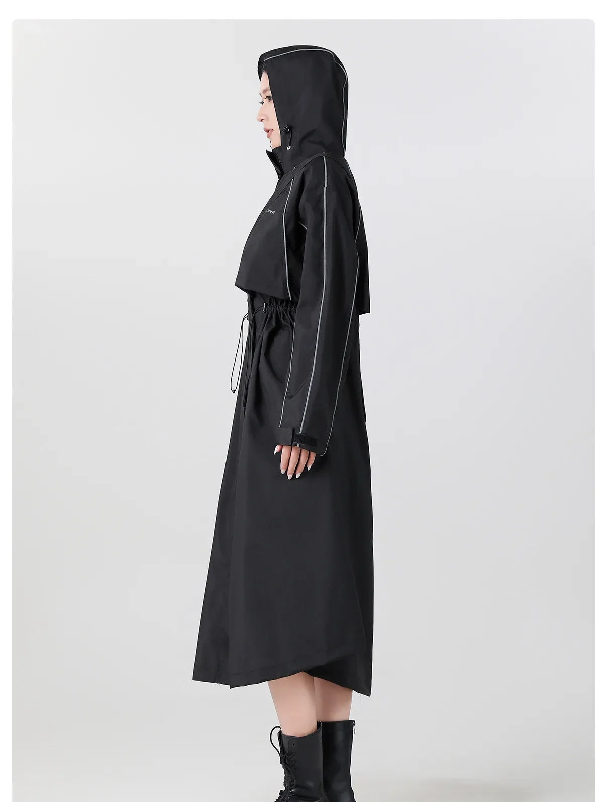 Women's Longline Hooded Cycling Rain Coat - Solvienne