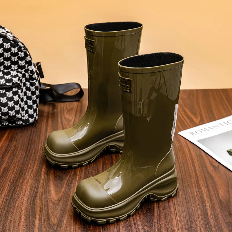 Women's Chunky Platform Rain Boots - Calienne