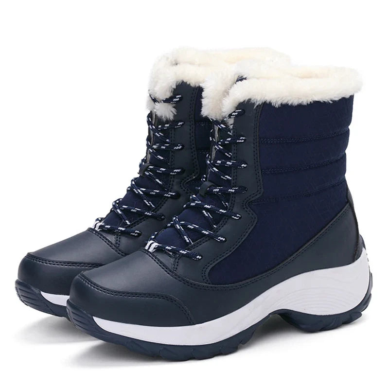 Women's Fur-Lined Platform Snow Boots - Perrienne