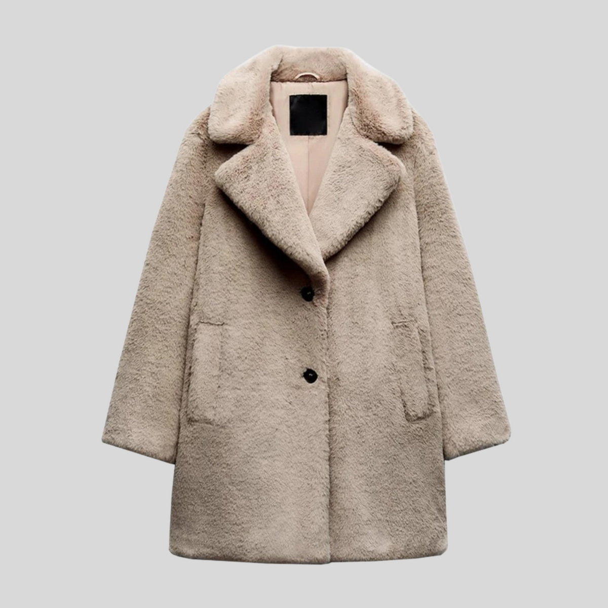 Women's Teddy Coat with Notch Collar and Classic Cut