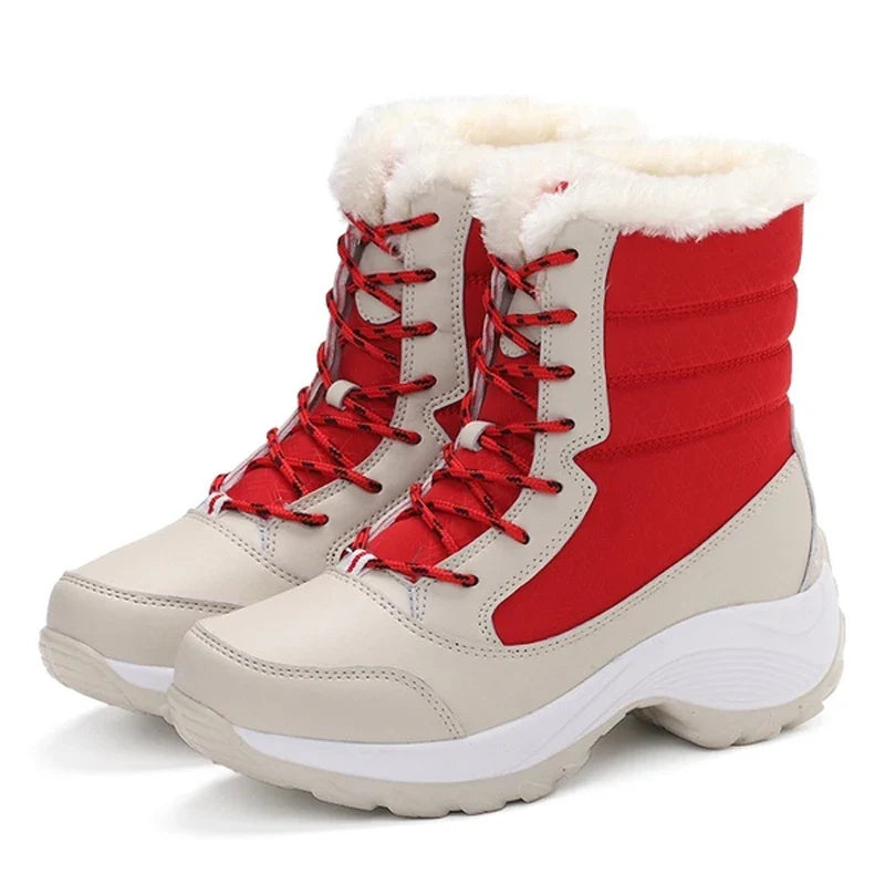 Women's Fur-Lined Platform Snow Boots - Perrienne