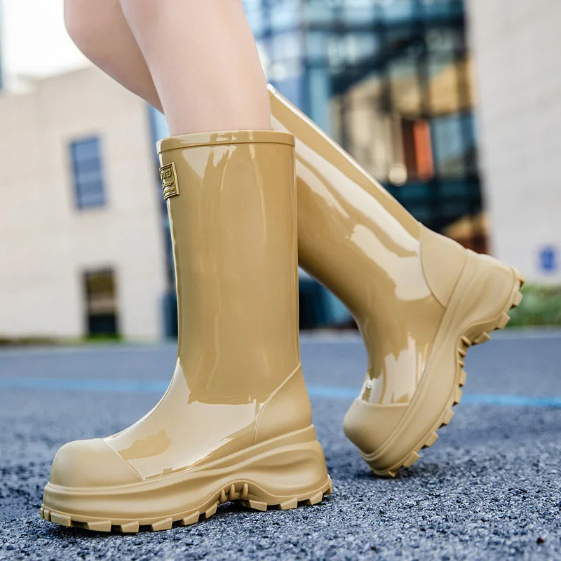 Women's Chunky Platform Rain Boots - Calienne