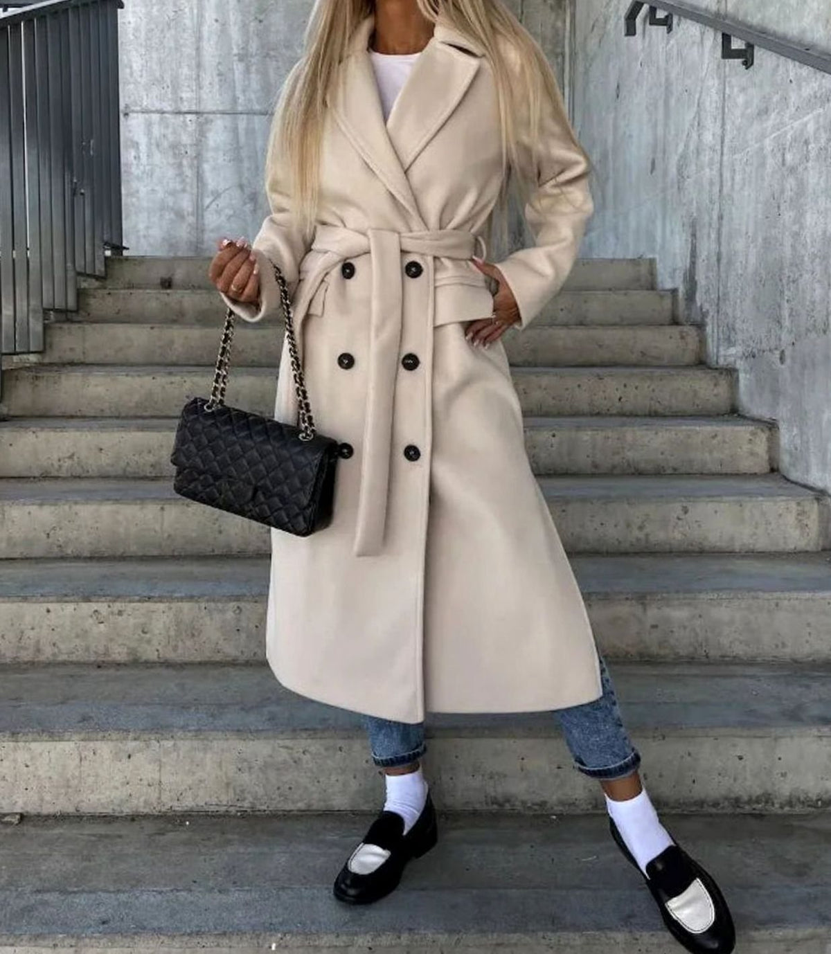 Timeless Long Double Breasted Wool Coat