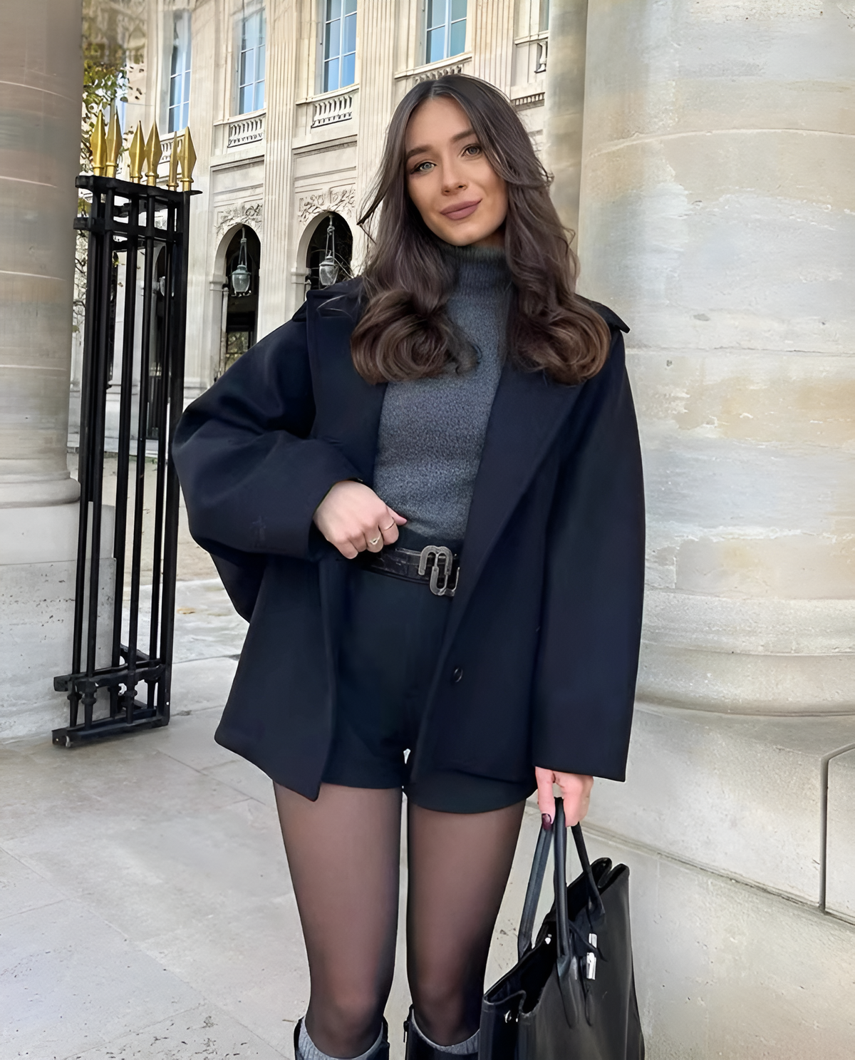 Women's Oversized Single-Breasted Wool Coat Short Fit