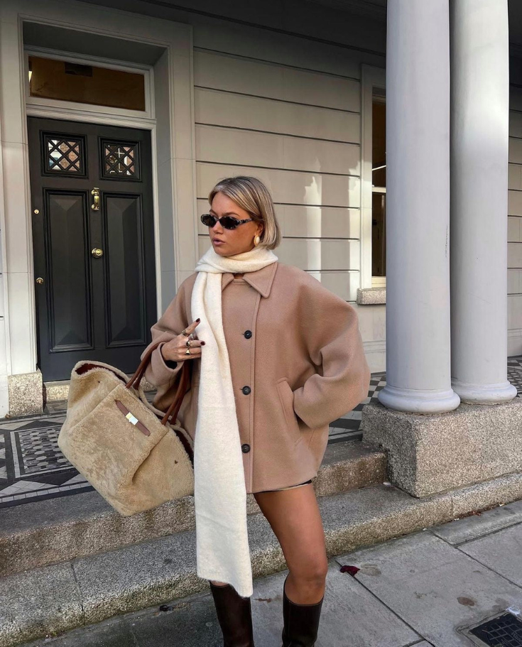 Women's Oversized Single-Breasted Wool Coat Short Fit