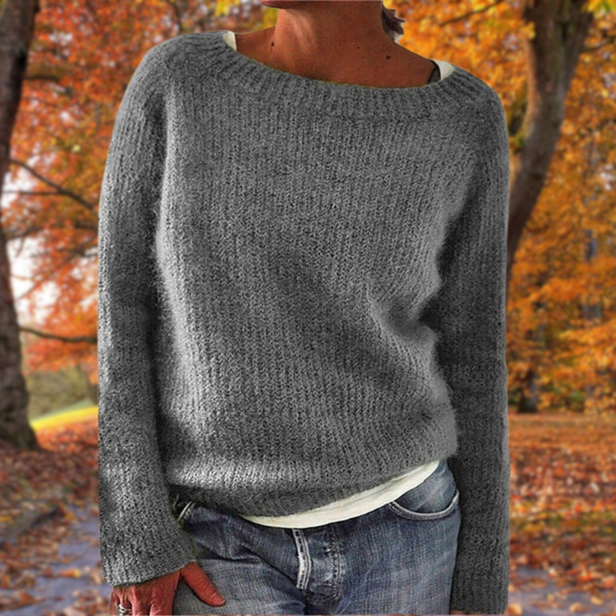 Women's Textured Boat Neck Jumper Long Sleeve