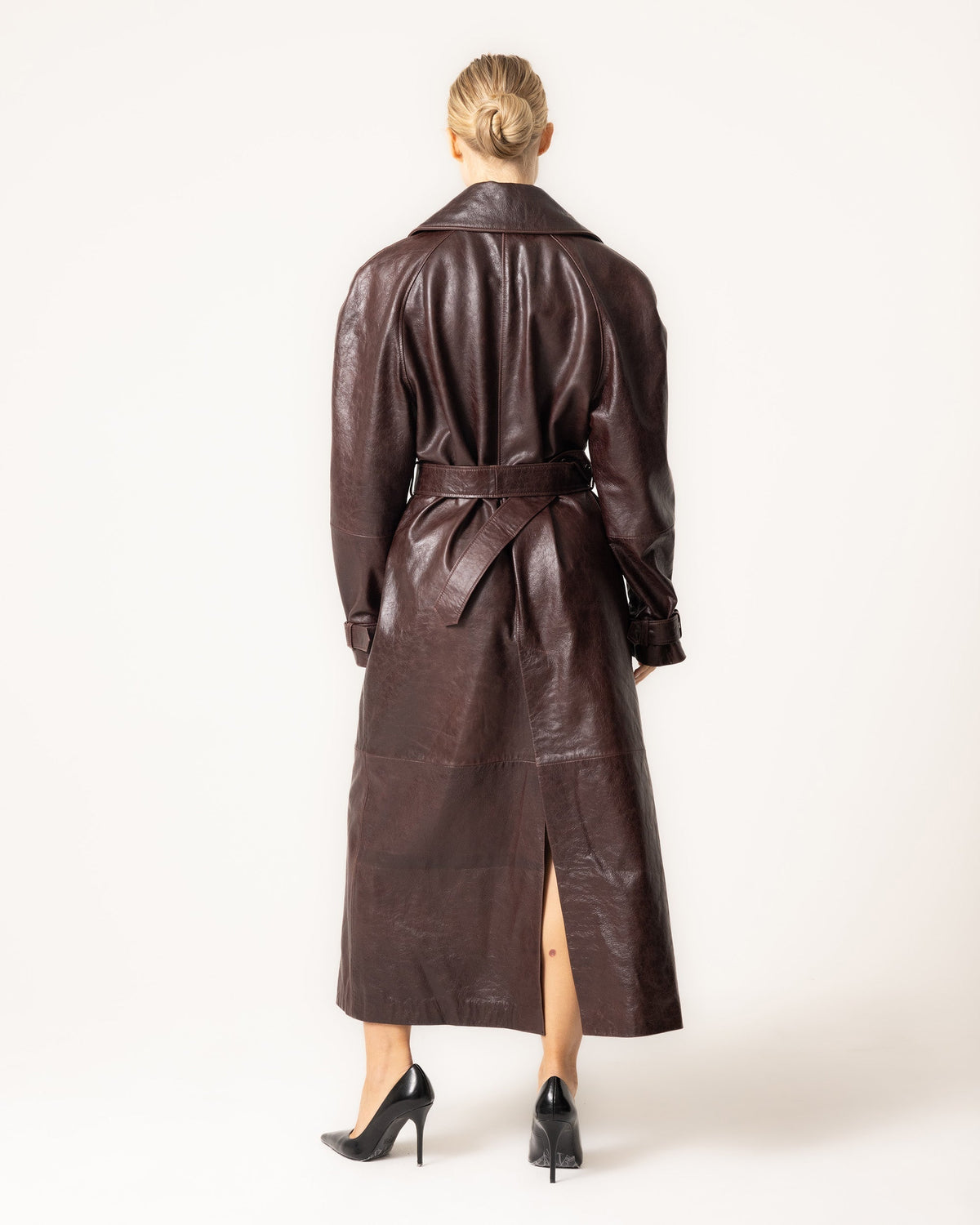 Women's Trench Coat Belted Collar Long Sleeve