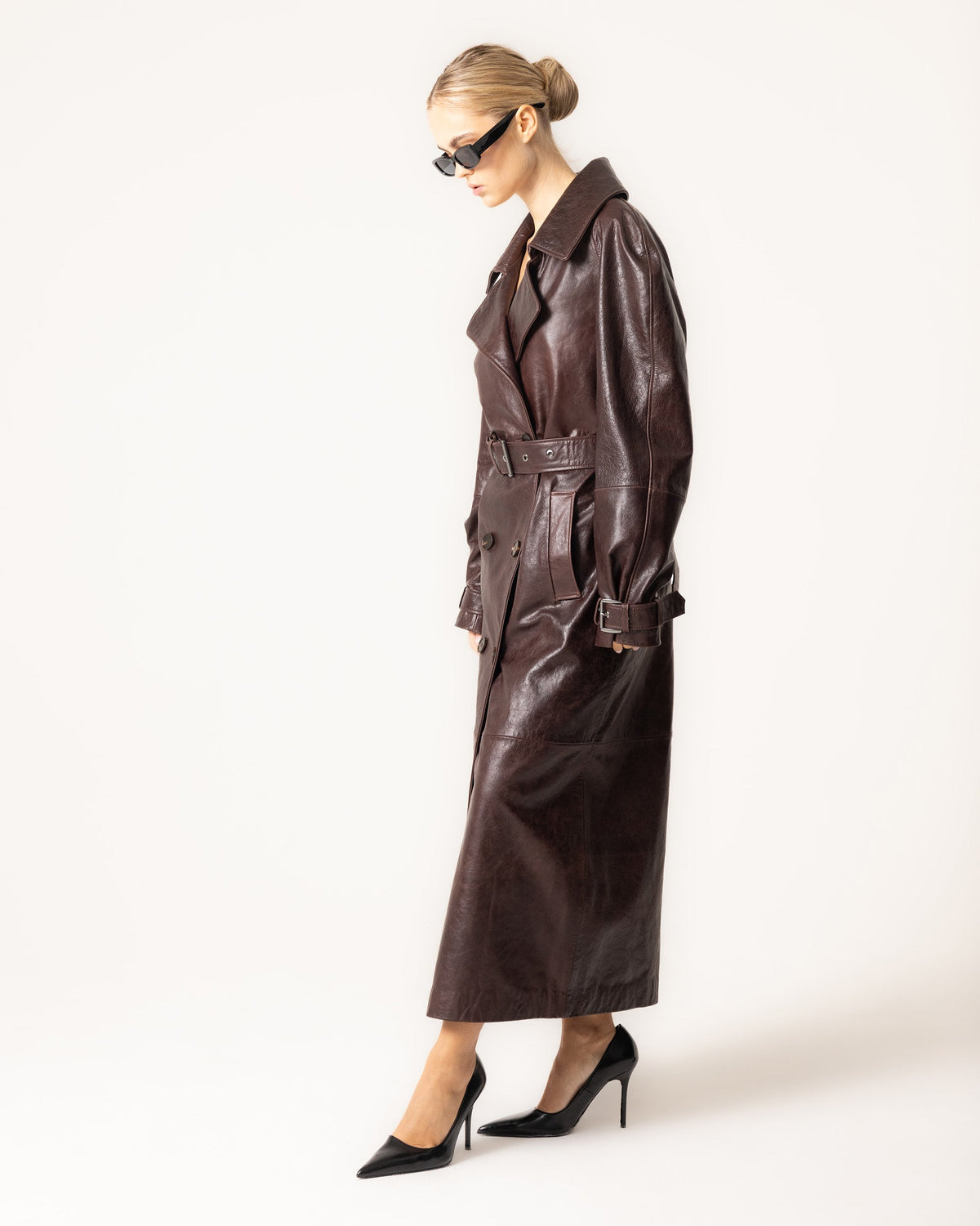 Women's Trench Coat Belted Collar Long Sleeve