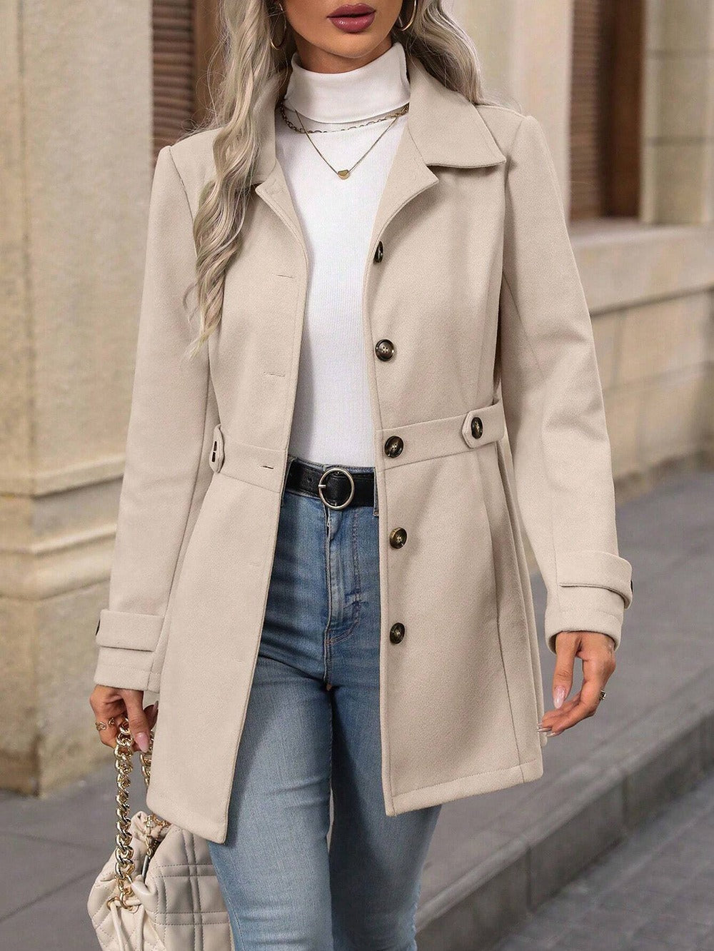 Women's Tailored Trench Coat with Belt