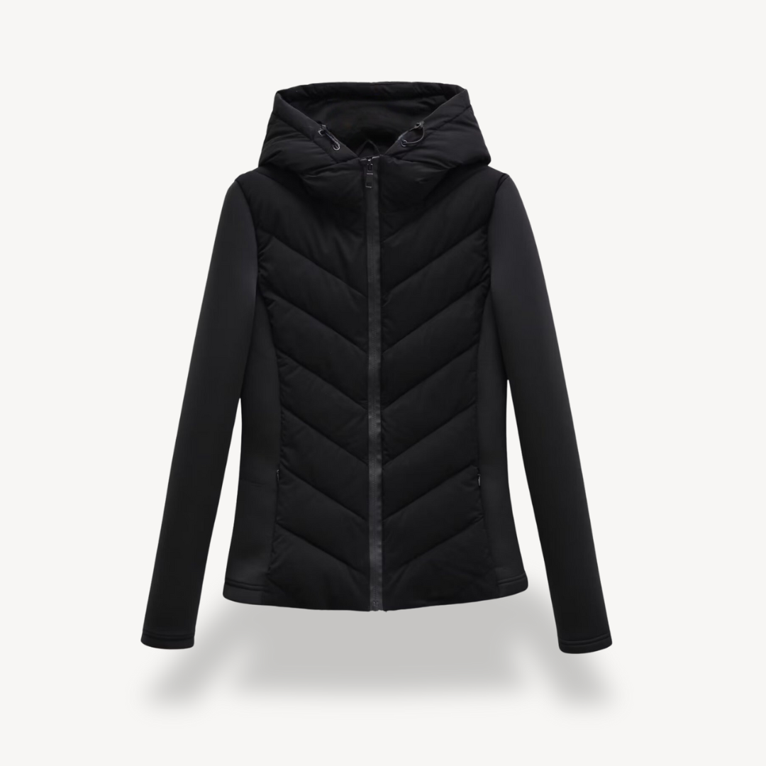 Women's Chevron Quilted Jacket with Hood