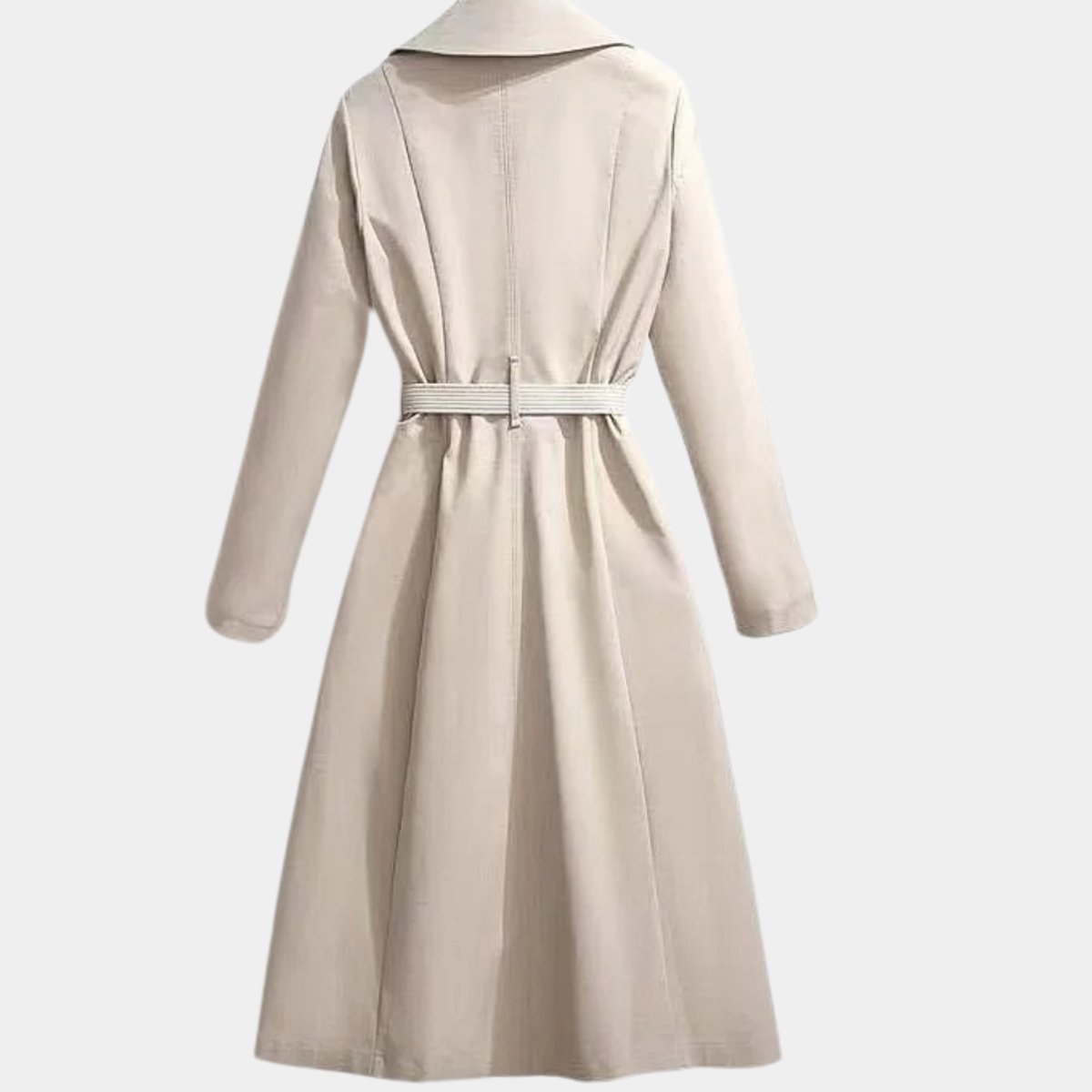 Women's Belted Trench Coat Midi Length Turndown Collar
