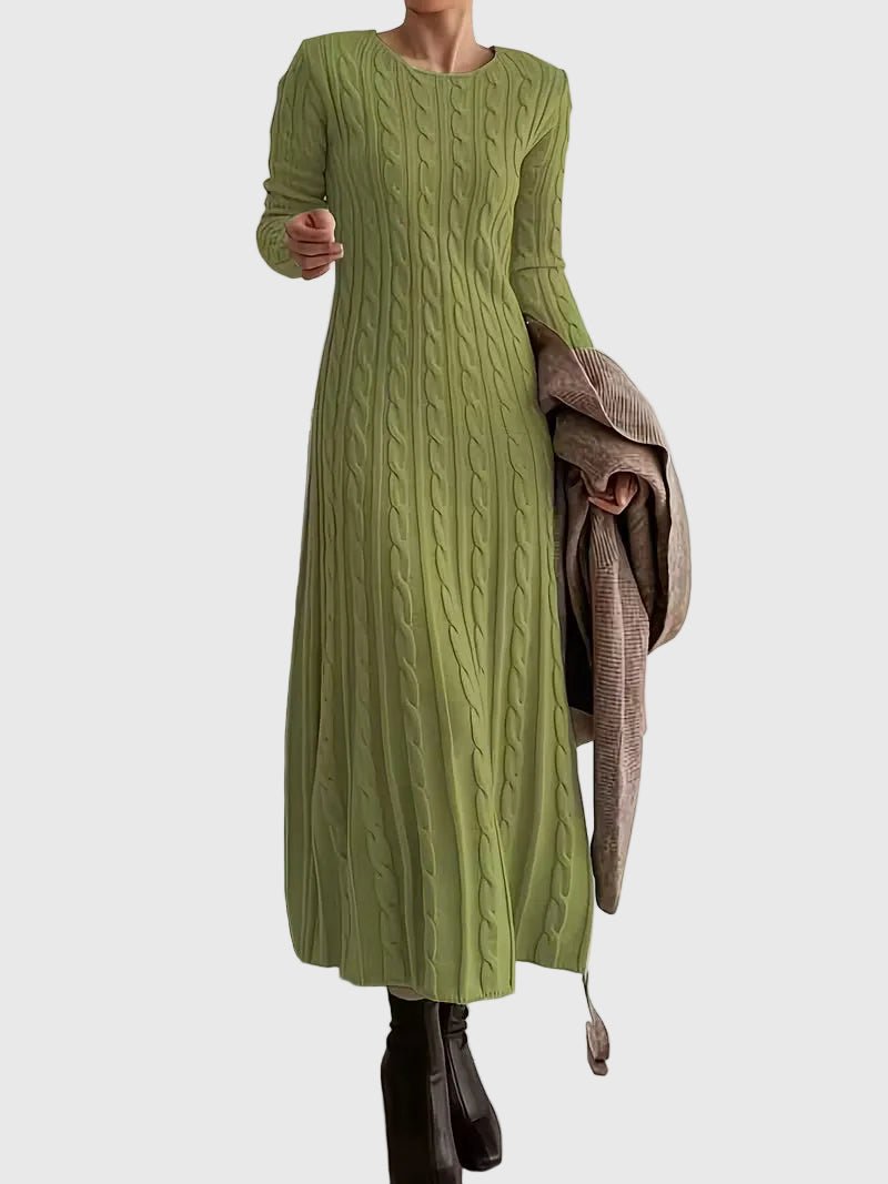 Women's Cable Knit Maxi Dress with Long Sleeves