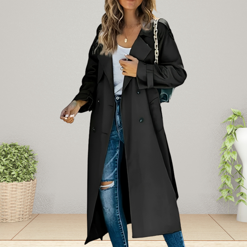 Women's Double-Breasted Trench Coat Mid-Length Regular Fit