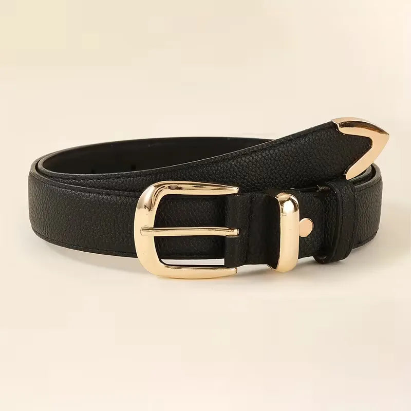 Women's Slim Belt with Gold-Tone Buckle for Jeans