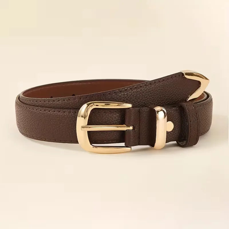 Women's Slim Belt with Gold-Tone Buckle for Jeans