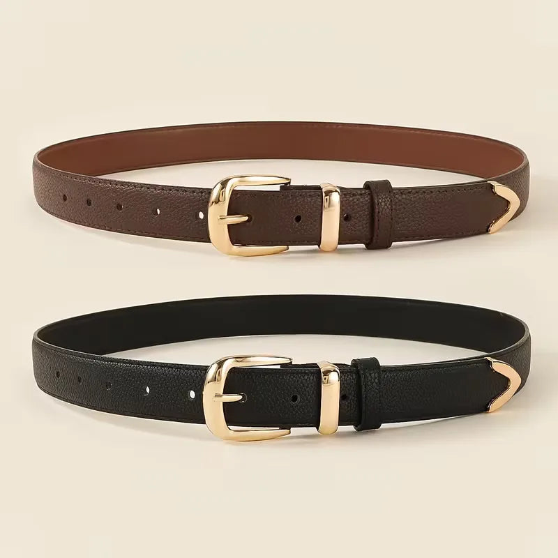 Women's Slim Belt with Gold-Tone Buckle for Jeans