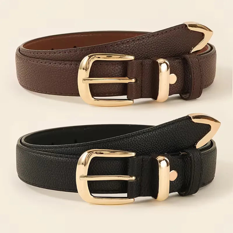 Women's Slim Belt with Gold-Tone Buckle for Jeans