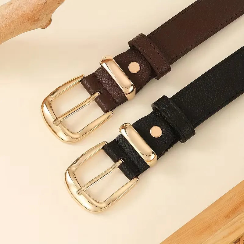 Women's Slim Belt with Gold-Tone Buckle for Jeans
