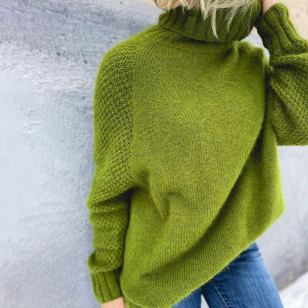 Women's Oversized Turtleneck Jumper with Ribbed Cuffs