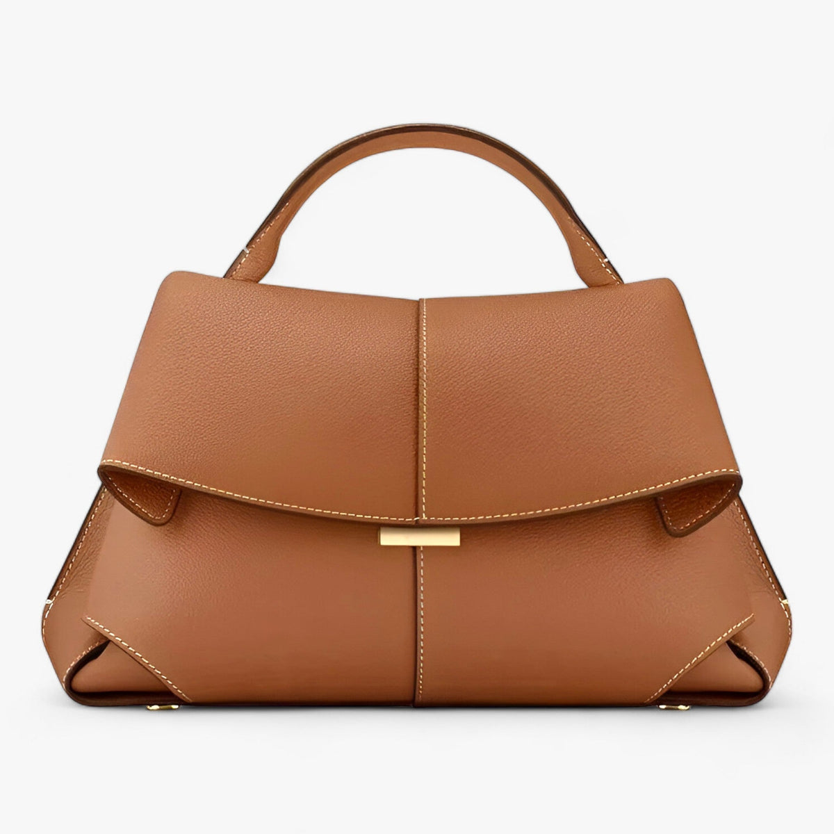 Women's Structured Leather Handbag with Top Handle