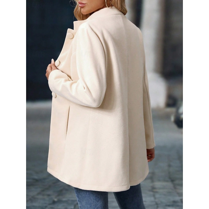 Women's Stand-Collar Tailored Coat with Button Front