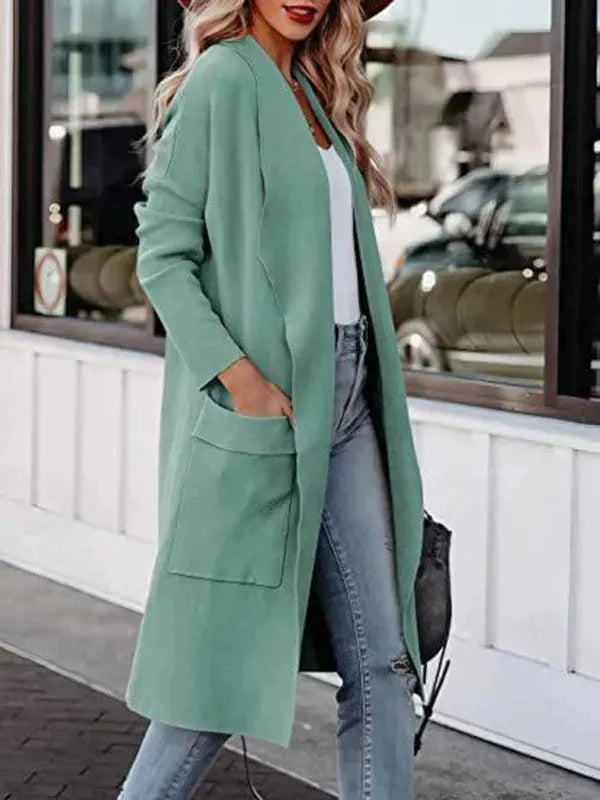 Women's Open Front Longline Cardigan with Pockets