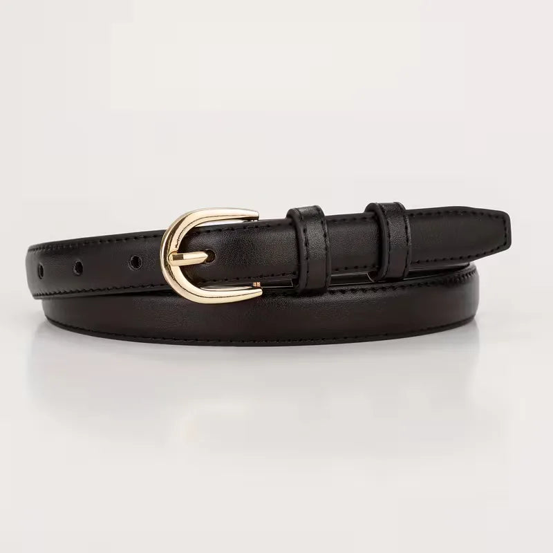 Women's Slim Belt with Gold-Tone Buckle for Jeans