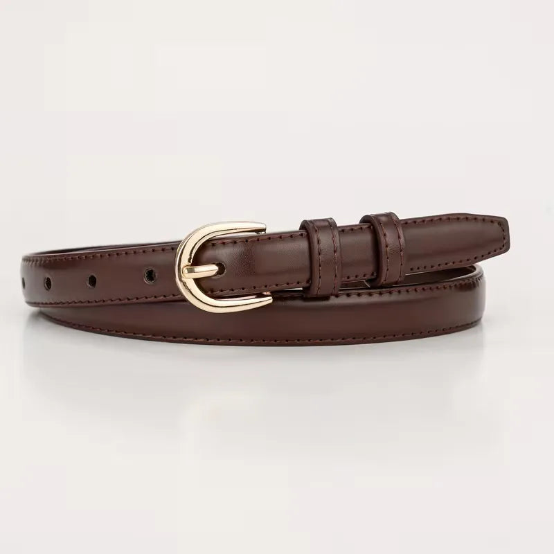 Women's Slim Belt with Gold-Tone Buckle for Jeans