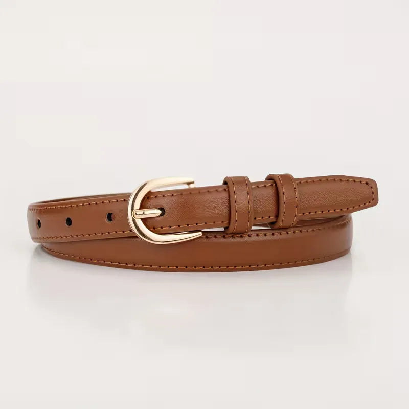 Women's Slim Belt with Gold-Tone Buckle for Jeans