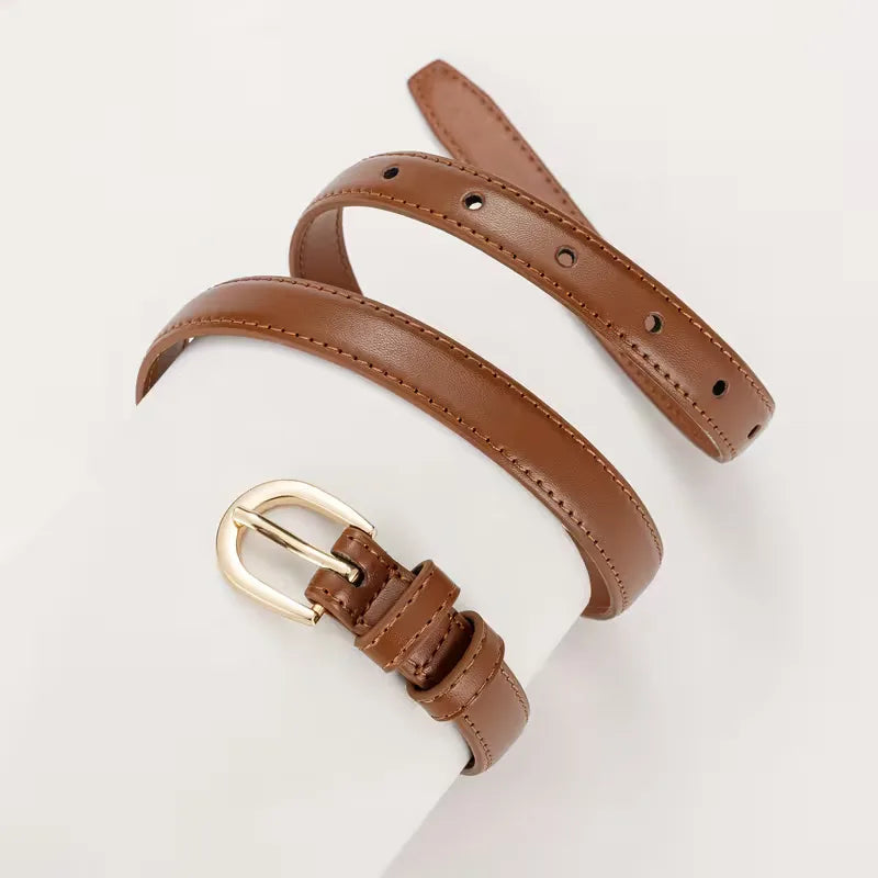 Women's Slim Belt with Gold-Tone Buckle for Jeans