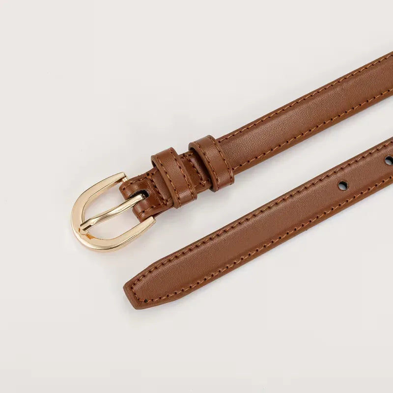 Women's Slim Belt with Gold-Tone Buckle for Jeans