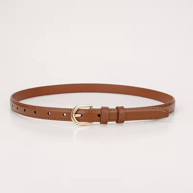 Women's Slim Belt with Gold-Tone Buckle for Jeans