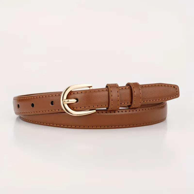 Women's Slim Belt with Gold-Tone Buckle for Jeans